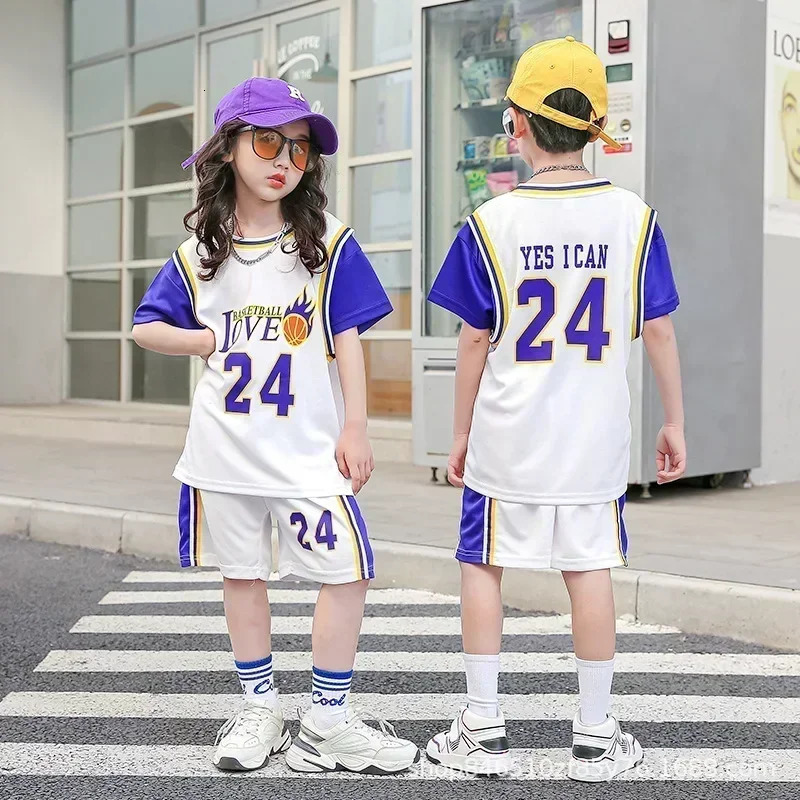 Basketball Jersey Printed Quick-drying Training Clothe Kid Sport Short-sleeve Vest Children Summer Boy Girl Practice Outfit Tops 250605