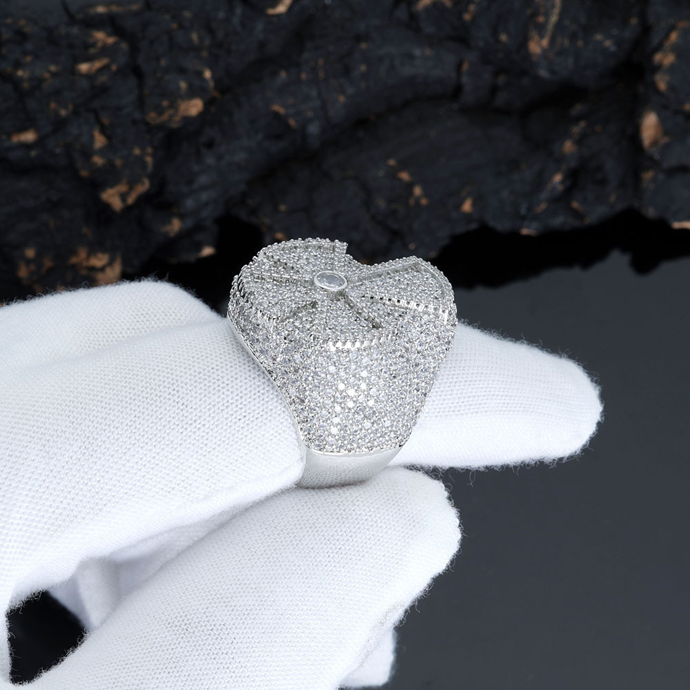 New Hip Hop Moissanite Cross Ring High End Decorative Accessories Mens Ring moissanite