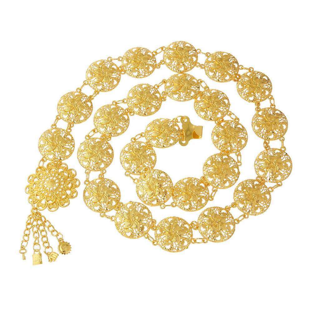 Multi Style Thai Dai Golden Alloy Hollow Flower Waist Belly Chains New Fashion Women's Robe Belts Body Jewelry Party Accessories