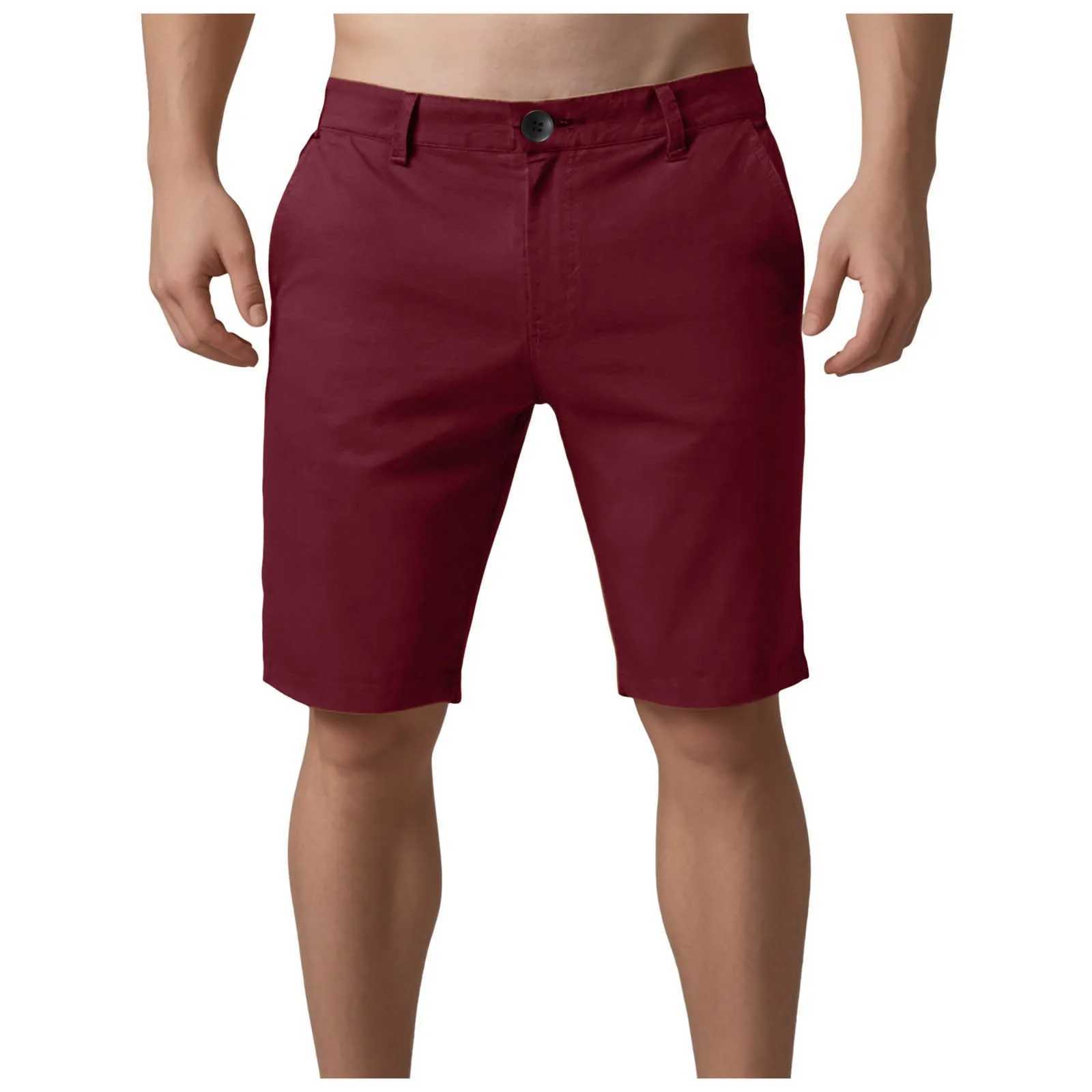 Men Shorts Summer Cotton Middle Waist Male Casual Business Men Shorts 2025 Solid Beach Stretch Chino Classic Fit Short Homme XJ250605