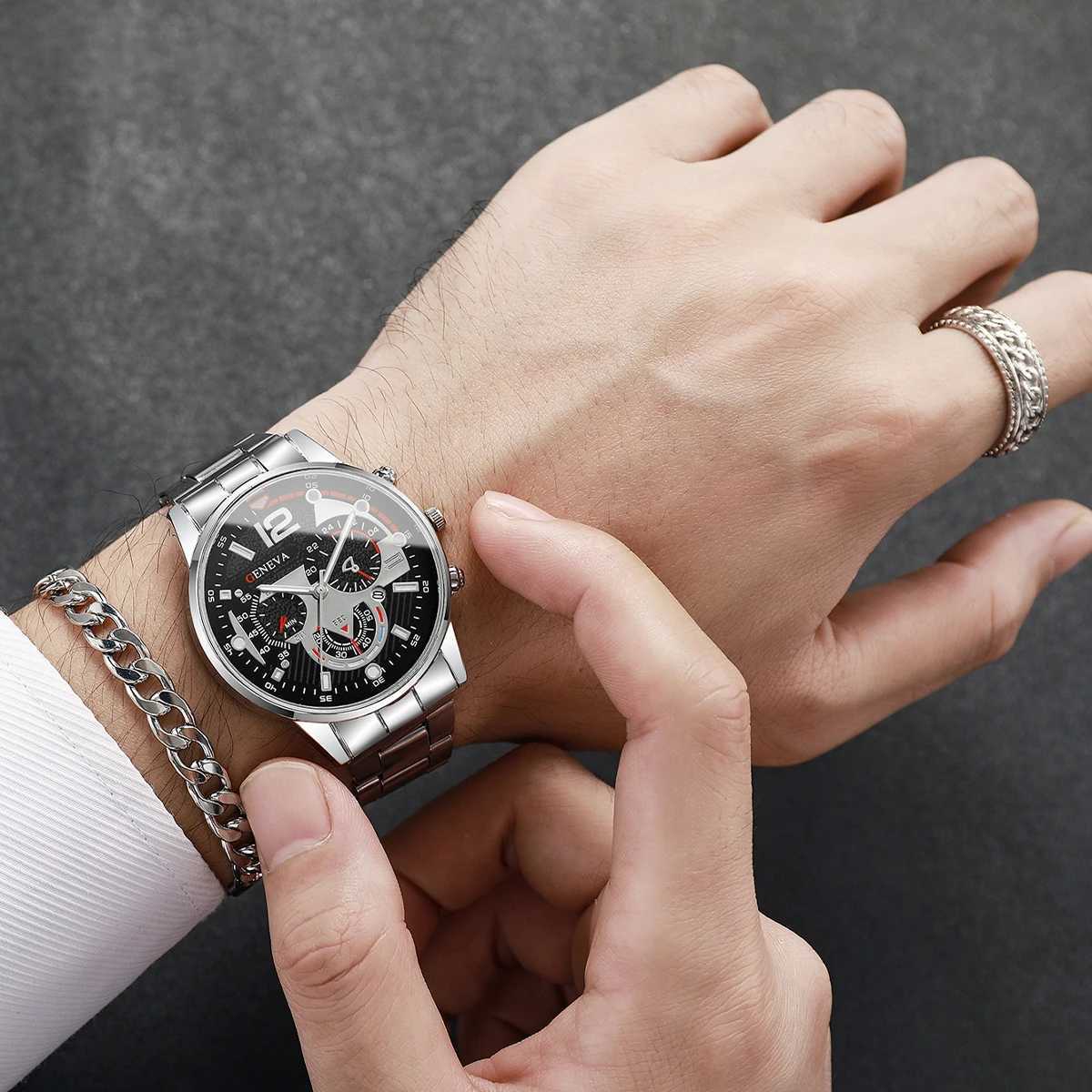 4PCS Men Business Watches Set Fashion Analog Quartz Watch for Mens Clock Reloj HombreWithout Box Y250605