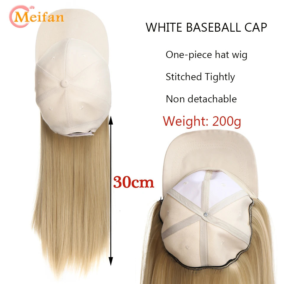 MEIFAN Synthetic Fluffy Wave Curly Natural Hair with Hat Baseball Cap Naturally Connect Adjustable Trucker Hat Wig 250530