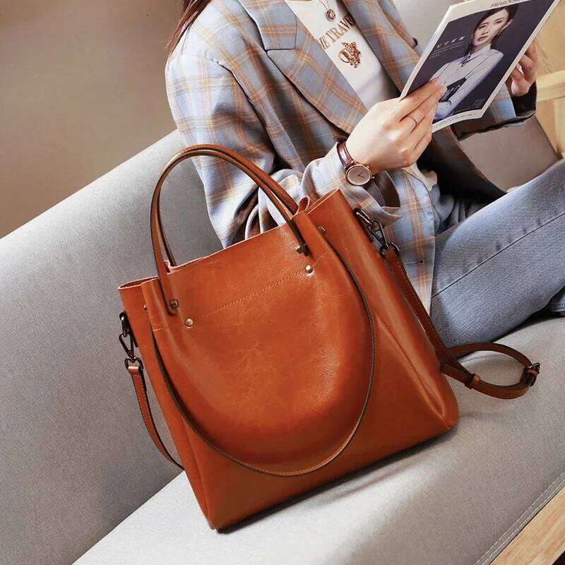 Women's Cow Genuine Leather Handbags Female Natural Cowhide Crossbody Bag Ladies Multiple Large Capacity Shoulder Bags