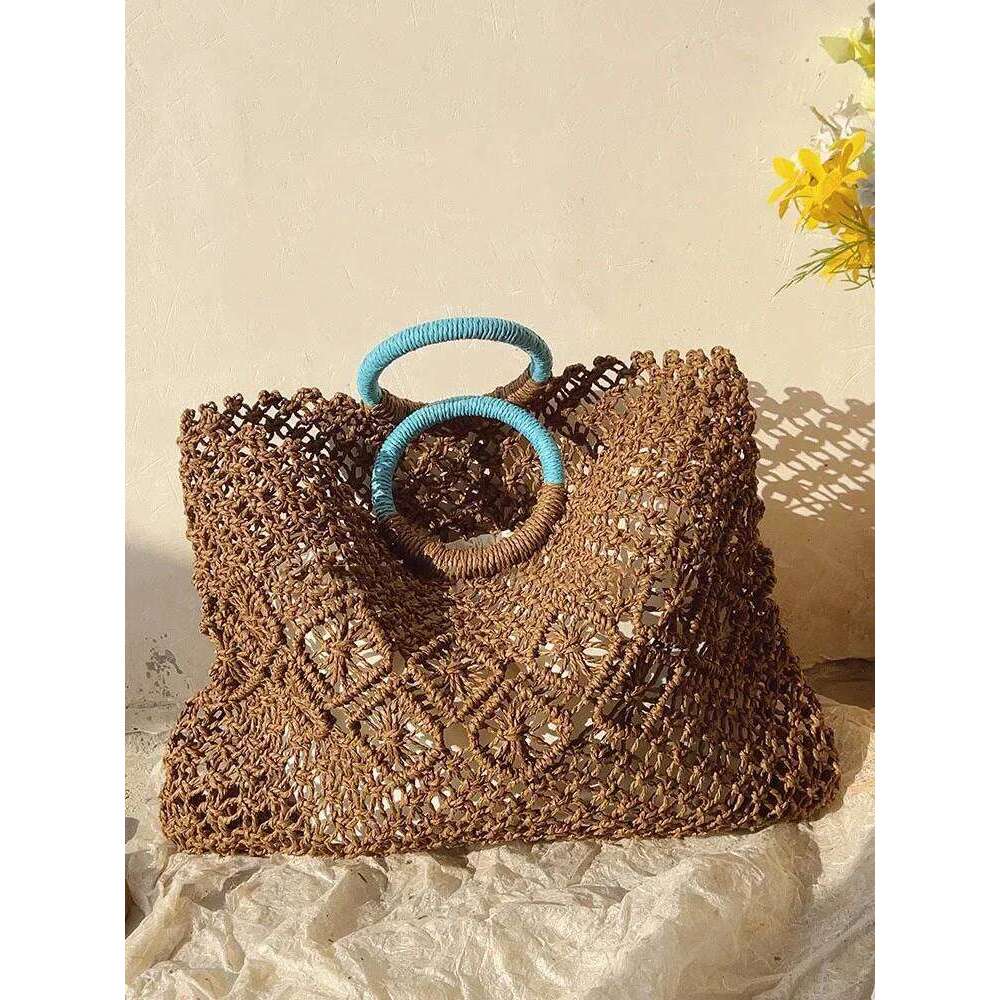 Hollow Straw Summer Beach Woven Shoulder Shopping Travel Bag Bohemian Handbag Casual Tote