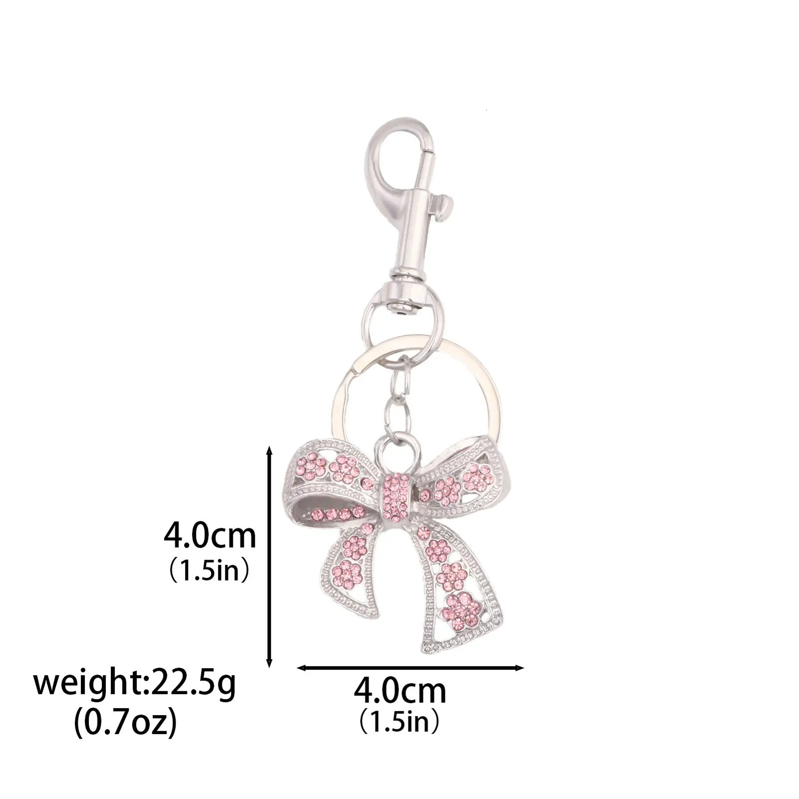 Full Rhinestone Bowknot Y2K Keychains for Women Bag Charm Pendant Car Keyrings Creative Letter D Key Chains Fashion Key Rings 250605