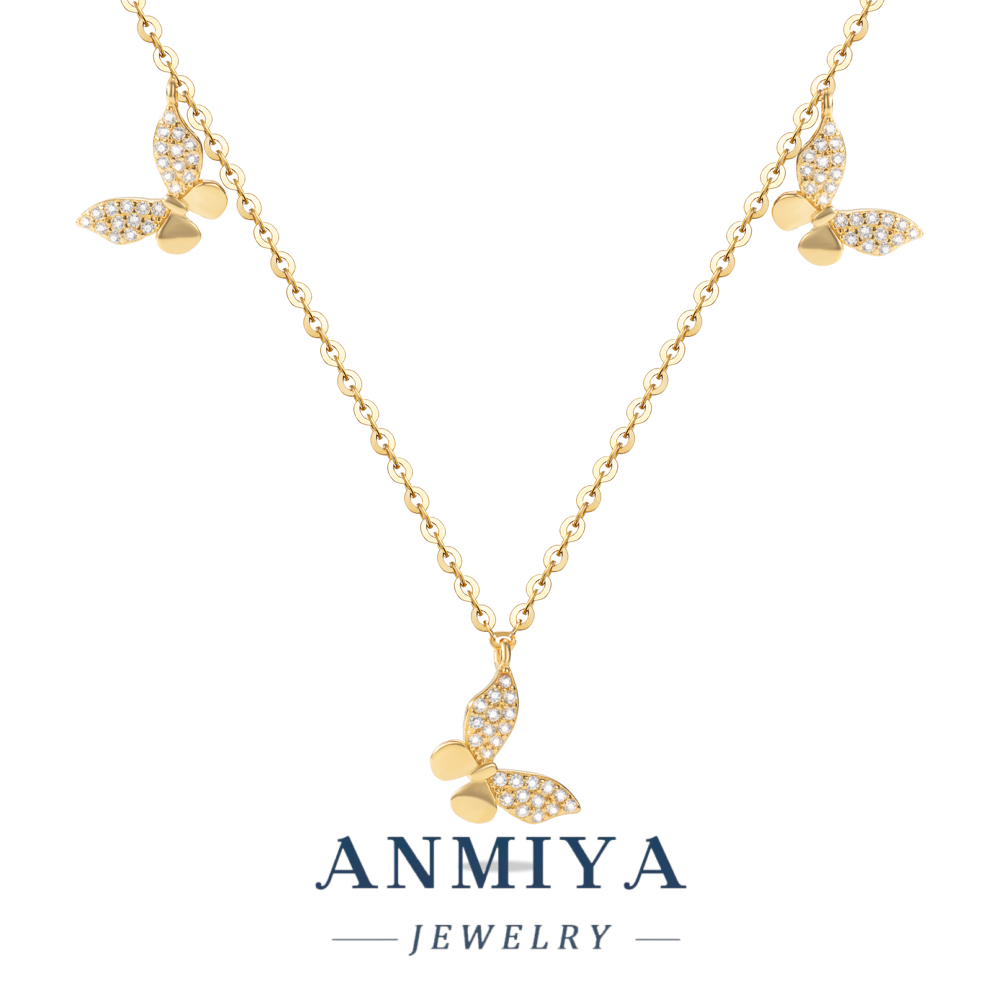 Wholesale Sterling Silver Jewelry Shiny 925 Necklace with Layered Necklace Design Featuring Multi Butterfly Pendant for Gift Set