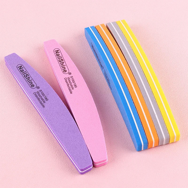 Double-sided Nail File Blocks Colorful Sponge Nail Polish Buffing Sanding Buffer Strips Polishing Pedicure Manicure Tools 250605