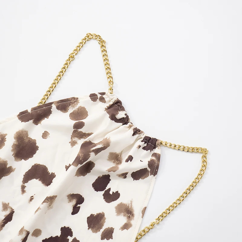 CUTENOVA WomenS Irregular Printed Hanging Neck Back Straps Backless Halter Loose Short Dress Summer Fashion Street Dresses 250604