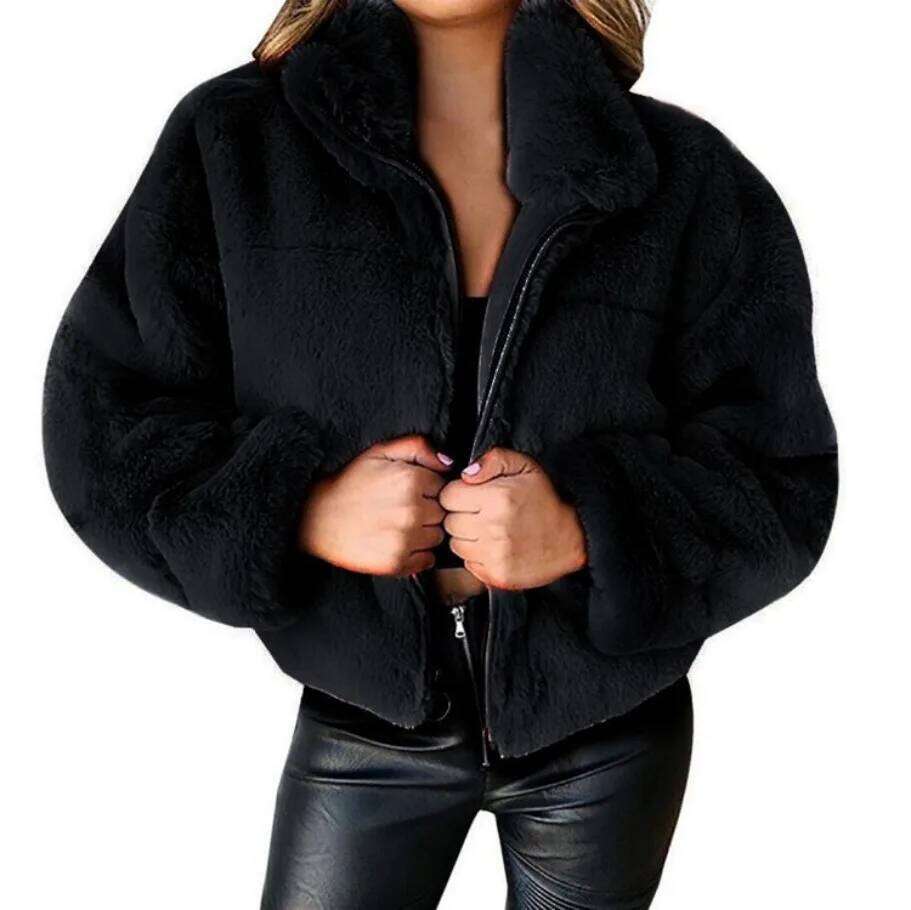 Coats Designer Women Autumn And Winter Fashion Solid Warm Color Zipper Fluffy Artificial Fur Short Women's Street Jacket Designer