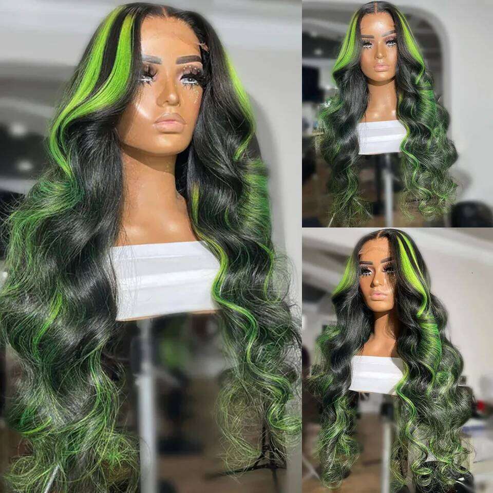 30 40 Inch Green Body Wave Front Wigs 13x4 13X6 HD Lace Frontal Brazilian Colored Highlight Wig Human Hair