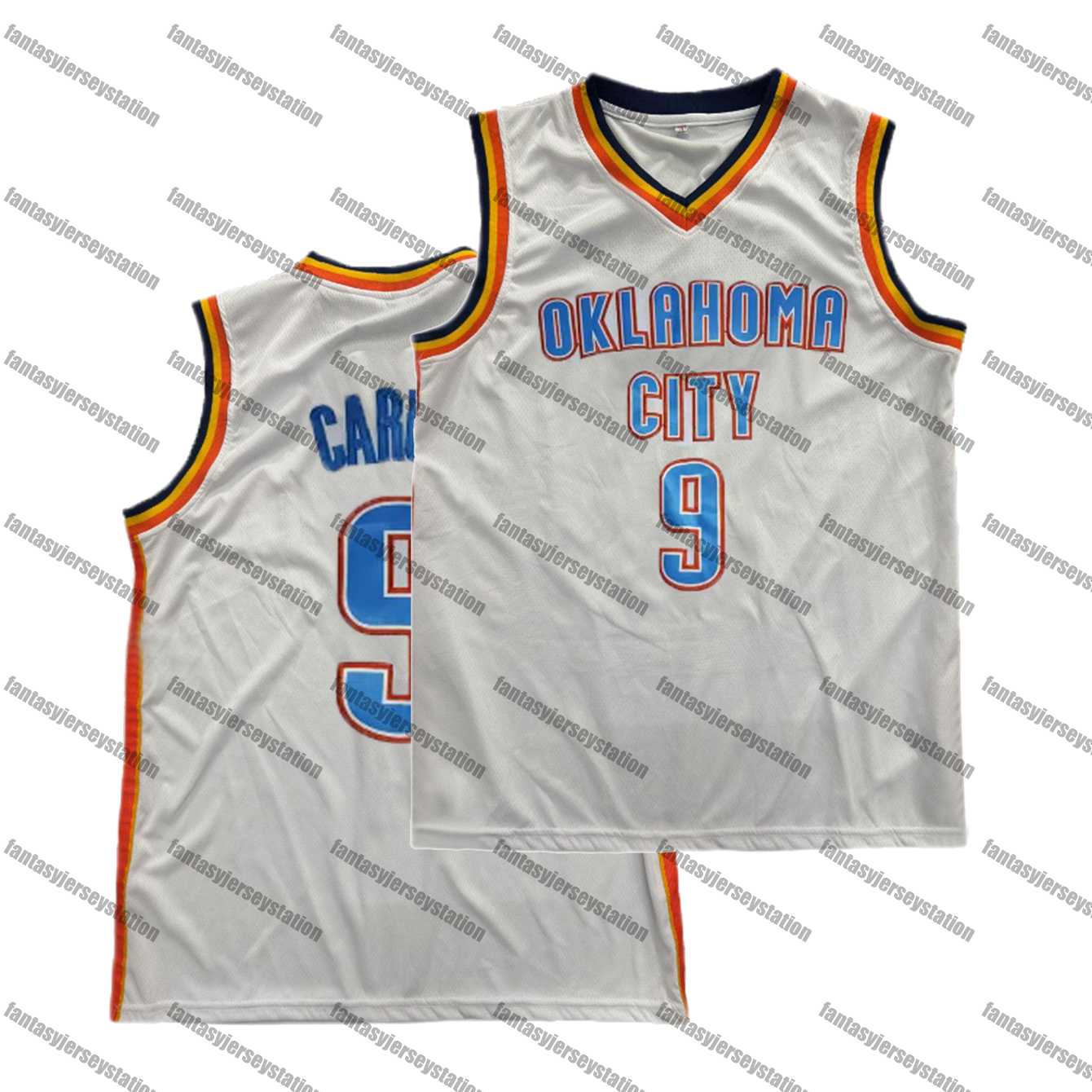 IN STOCK Mens OKC Holmgren Gilgeous-Alexander Caruso 9 White Basketball Jersey, Polyester,V Neck, Loose Fit, Breathable Stitched Casual Sports Shirt f