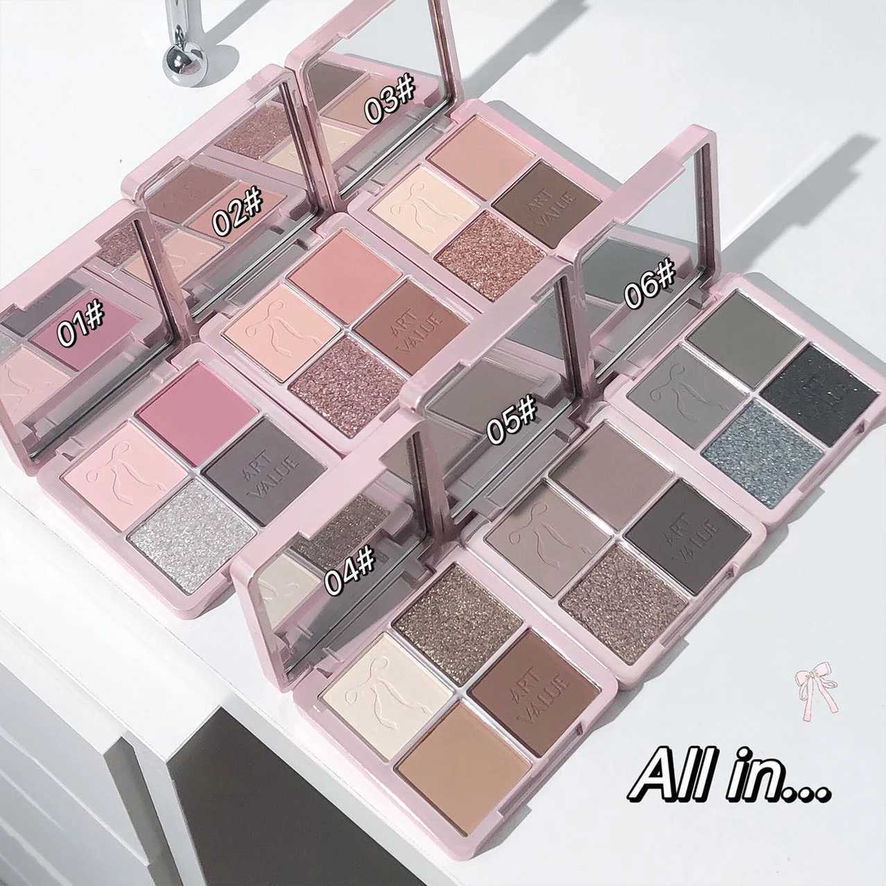 Art Value Butterfly Four-color Eyeshadow Palette Pearlescent Matte Brightening Fine Flash Contouring Blush Palette W250605