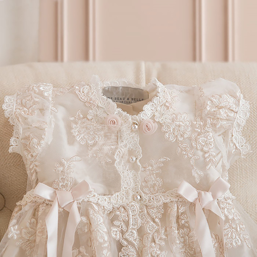 Vintage Baby Girl Dress Baptism Birthday Party Wedding Christening Infant Lace baptism Gown Handcrafted Heirloom gown Set