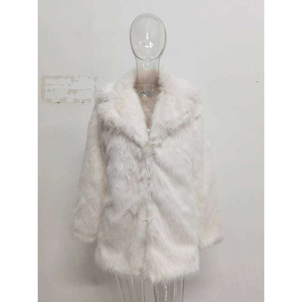 UCXQ Fashion Faux Fur Coat European Style All Match Lapel Solid Color Tide Temperament Short Jacket Women 2025 Autumn Winter 259