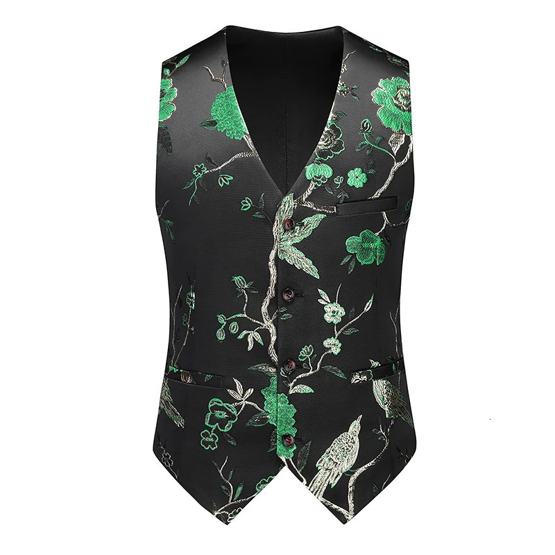 Mens Boutique Vest Fashion Business Casual Slim Large Size Patterned Suit 250605Z