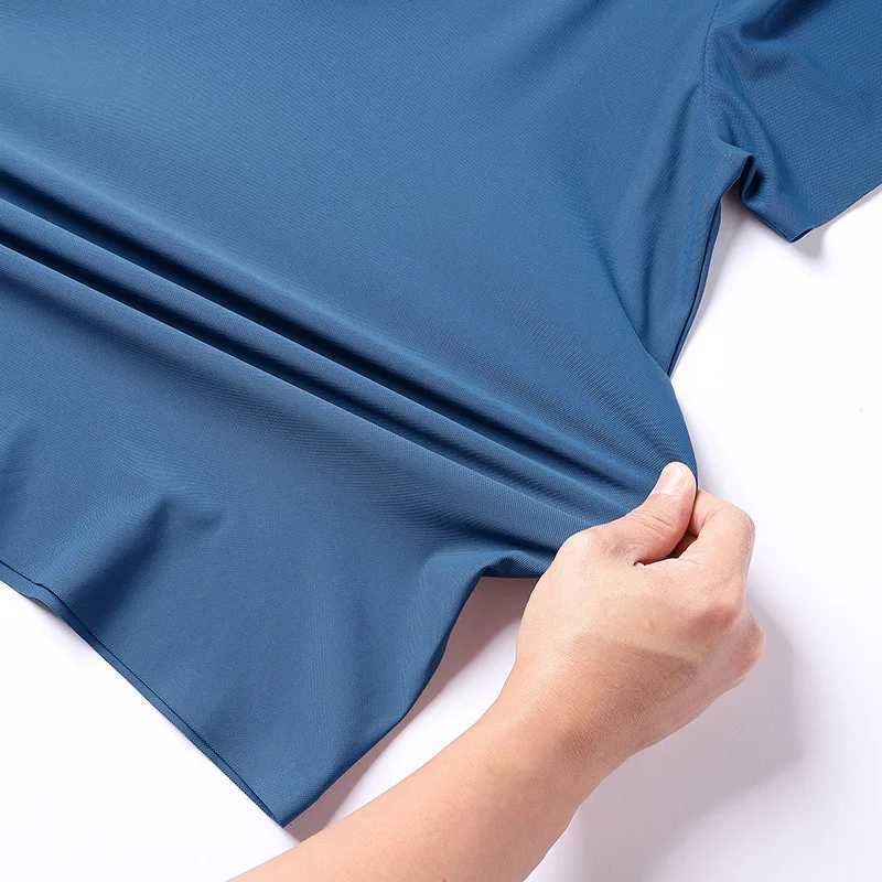 Ice Silk Traceless T-shirt Mens Light Business Solid Color Half Sleeve Top Silk Smooth Breathable Traceless POLO Shirt XJ250605