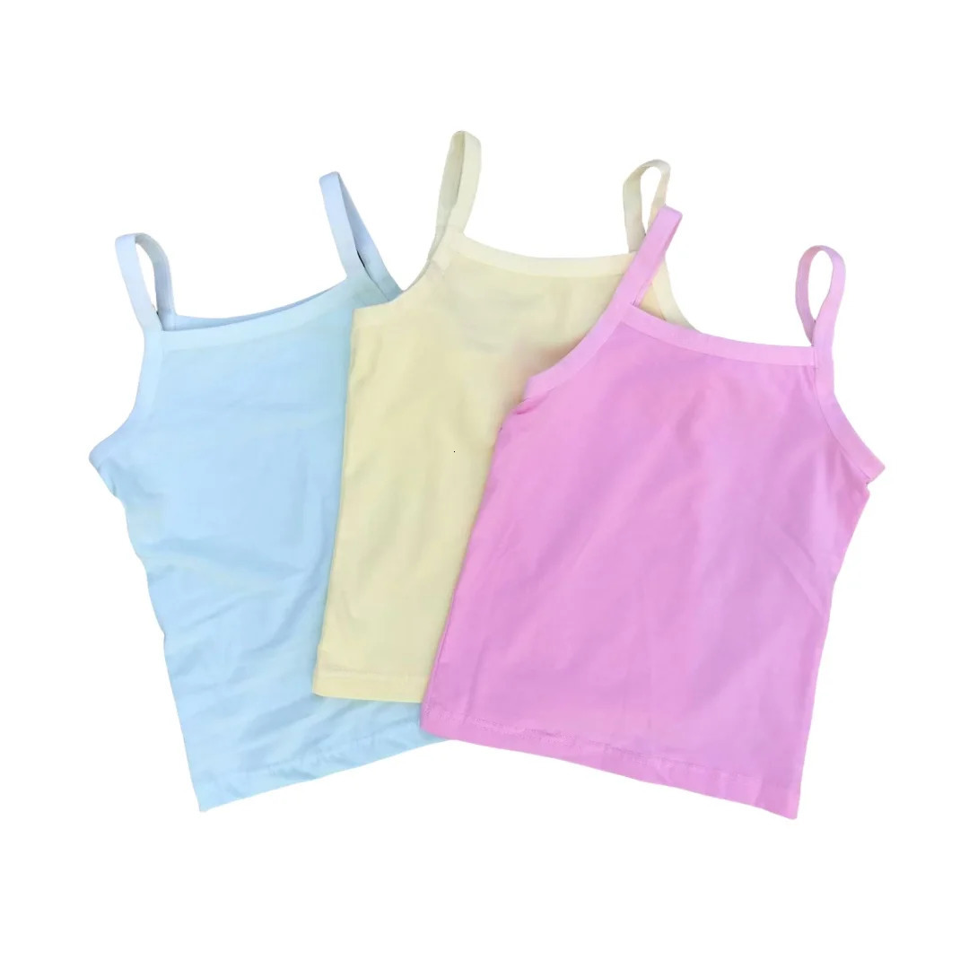 3pcs/Lot Kids Solid Color Singlet Breathable Underwear Gir Cotton Undershirts Soft Tank Tops for Baby Girl Size 2-8T 250604