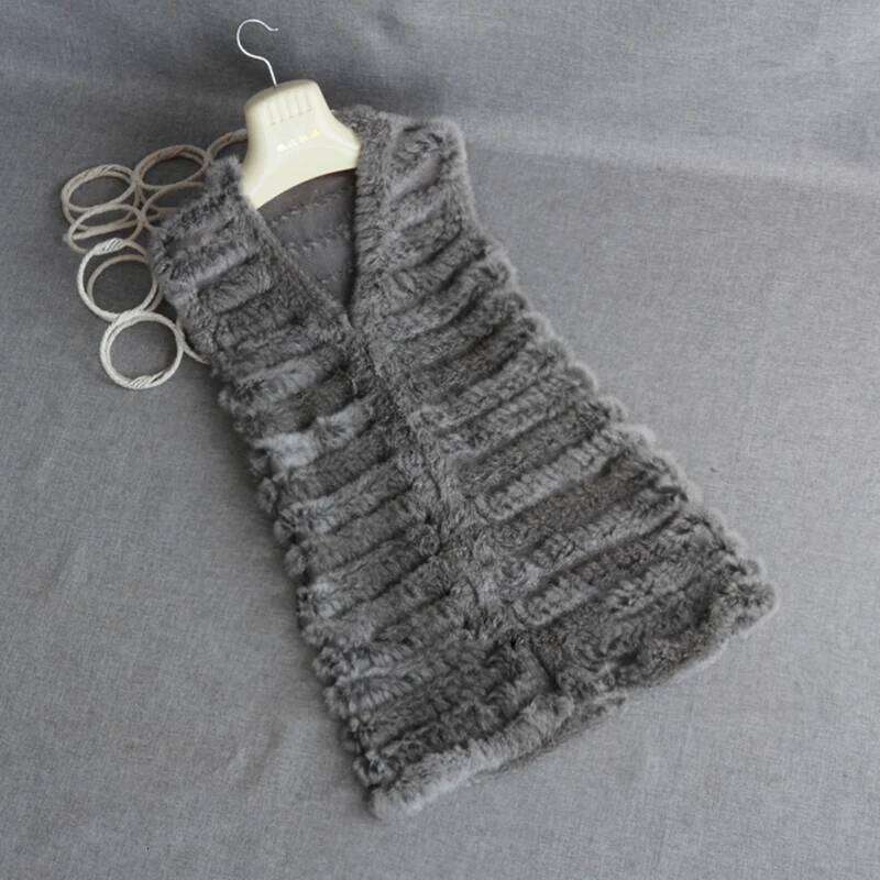 HSPL Knitted Vest 2019 Rabbit Women Female Waistcoat Lady Real Fur Gilet Colete Feminino De Inverno