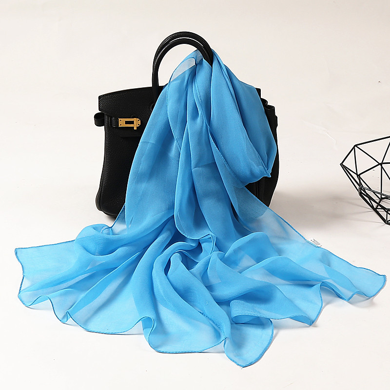 K928 New summer pure color dance silk scarf sunscreen scarf good drape ladies georgette long silk scarf wholesale red scarf