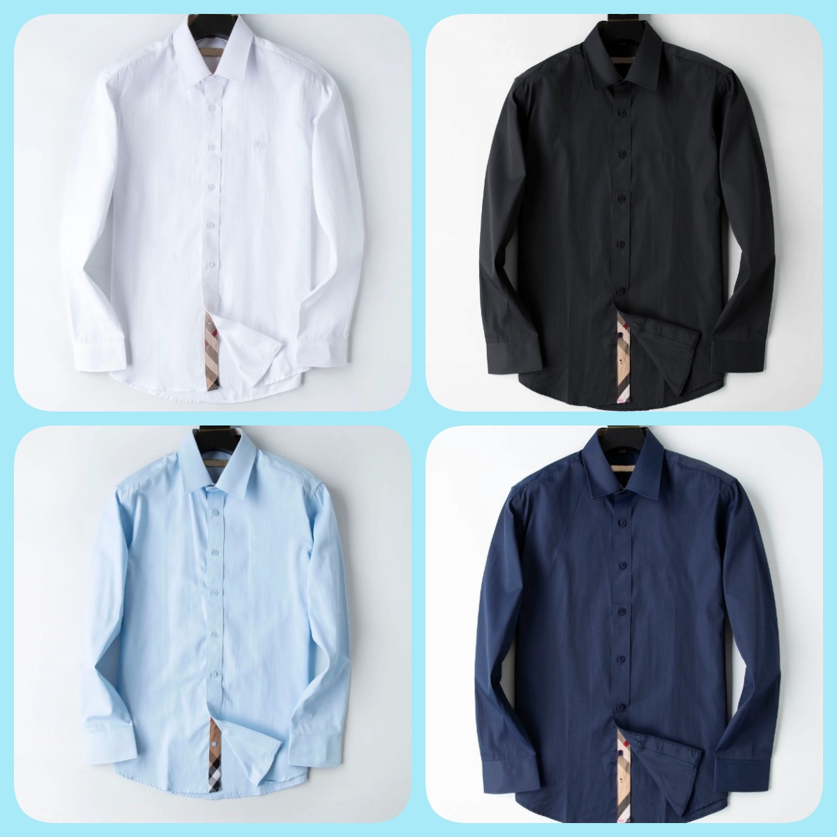 new Men's Dress Shirt Luxury Slim Silk T-shirt Long sleeve Casual business clothing plaid brand 4 color M,L,XL,2XL,3XL,4XL