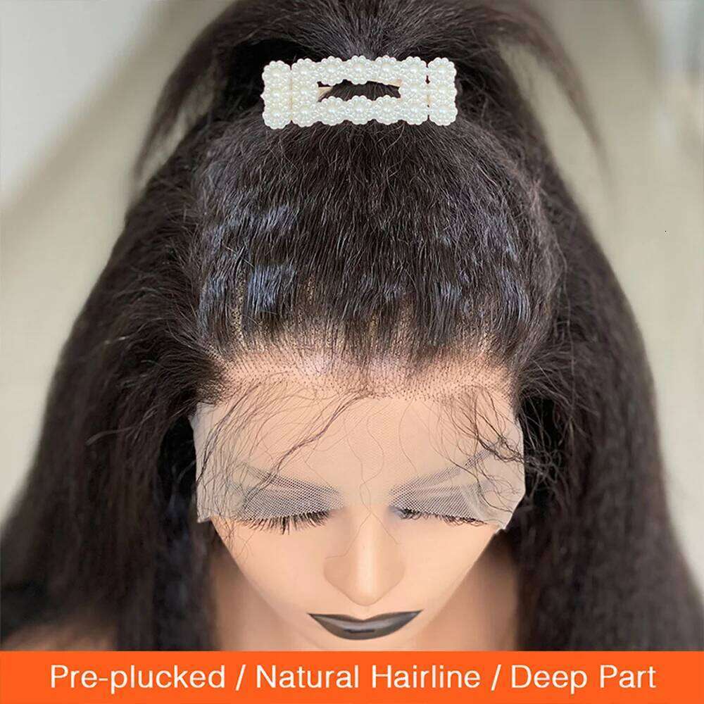 13x4 Front Human Wig With Kinky Edges Baby Hair Glueless Yaki Straight HD Lace Frontal Wigs For Women