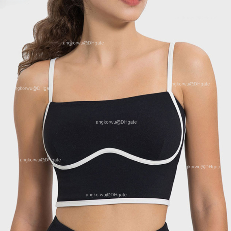 Designer Sport Bras Yoga Streamline Bra Tank Top Womens Square Neckline Studio-to-street SweatTops Fitness Running Train Thin Shoulder Straps Gathered Vest