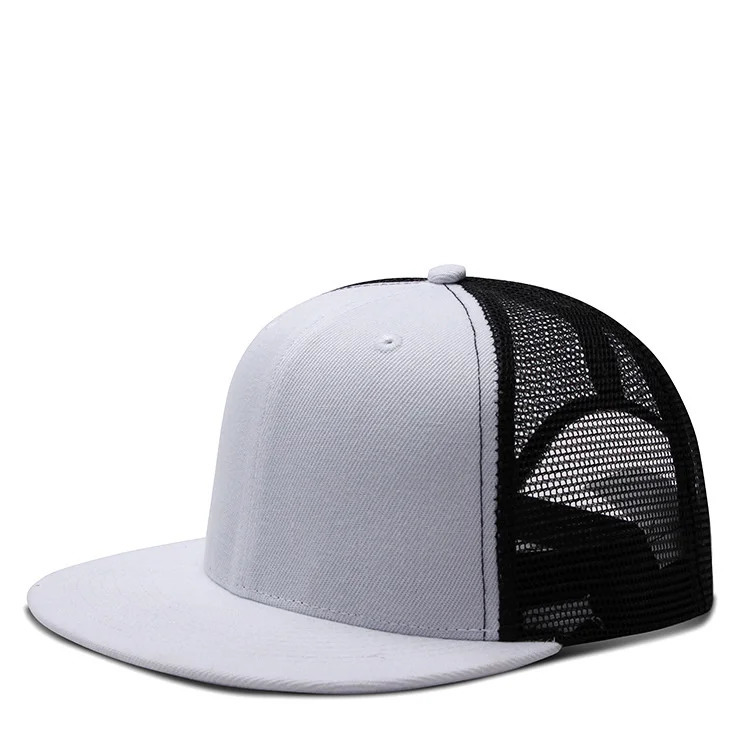 Adult Solid Color Flat Brim Mesh Cap Men Woman Hiphop Plain Baseball Hat 55-60cm 250603