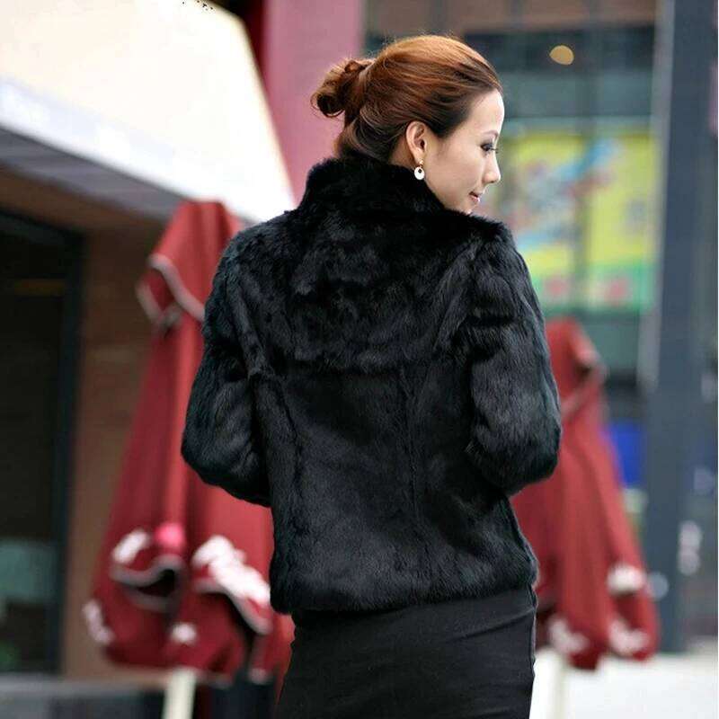 2025 New Genuine Coat Women Full Pelt Real Rabbit Jacket Winter Fur Overcoat Customized Big Size Mandarin Collar