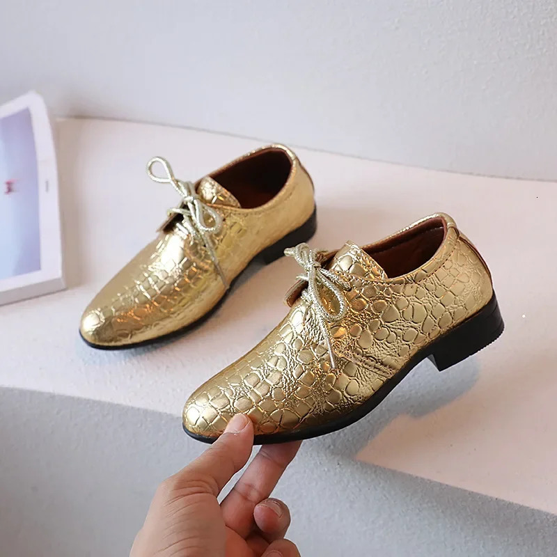 Boys Leather Shoes for Party Wedding Shows Catwalk Lace-up Classic Kids Fashion Casual Shoes Loafers Children Dress PU Low-heels 250604