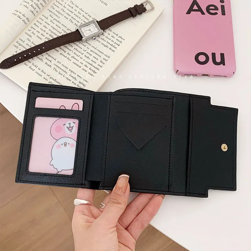 Fashion Wallets Girls Cute Bow Small Wallet Aesthetic Card Holder Classic Three Fold Purse For Women Student Simple Coin Pouch 250605