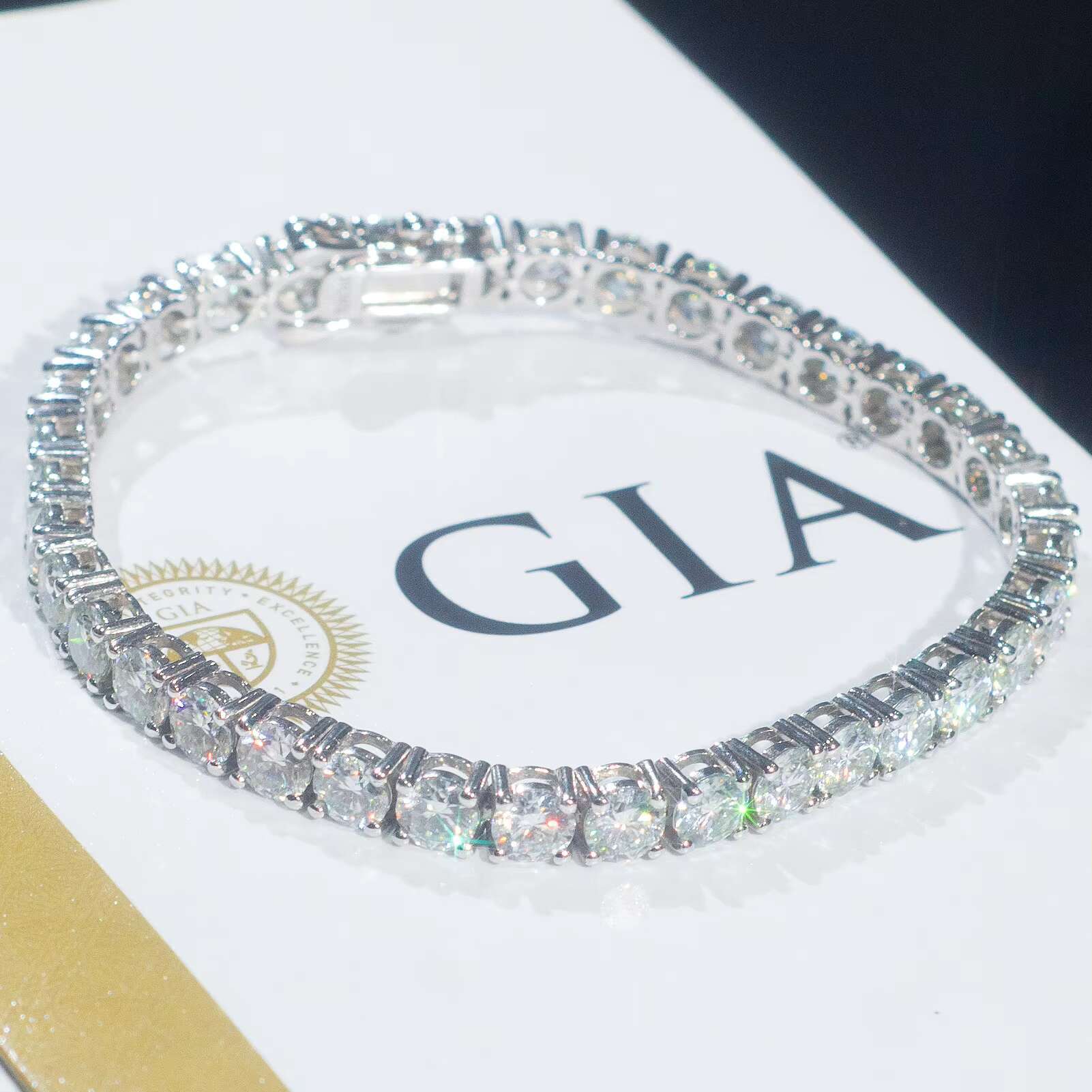 GIA IGI Certified Lab Grown Diamond Tennis Bracelet Chain 10K 14K 18K Gold Adjustable Vvs Lab Created Diamond Tennis Chain