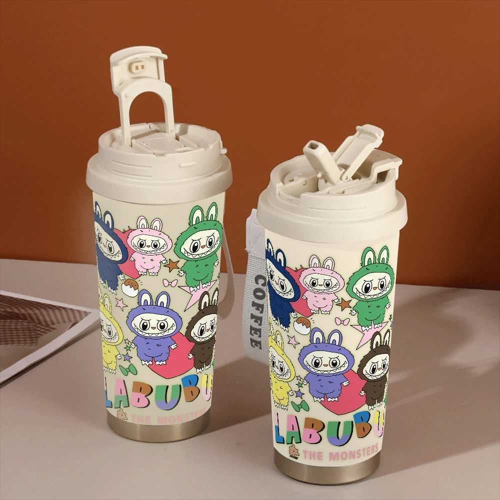 Labubu Periphery Portable Student Water Cup Leakproof Girls Water Bottle New Labubu Anime Supplies Car Labubu Birthday Gifts X2506055