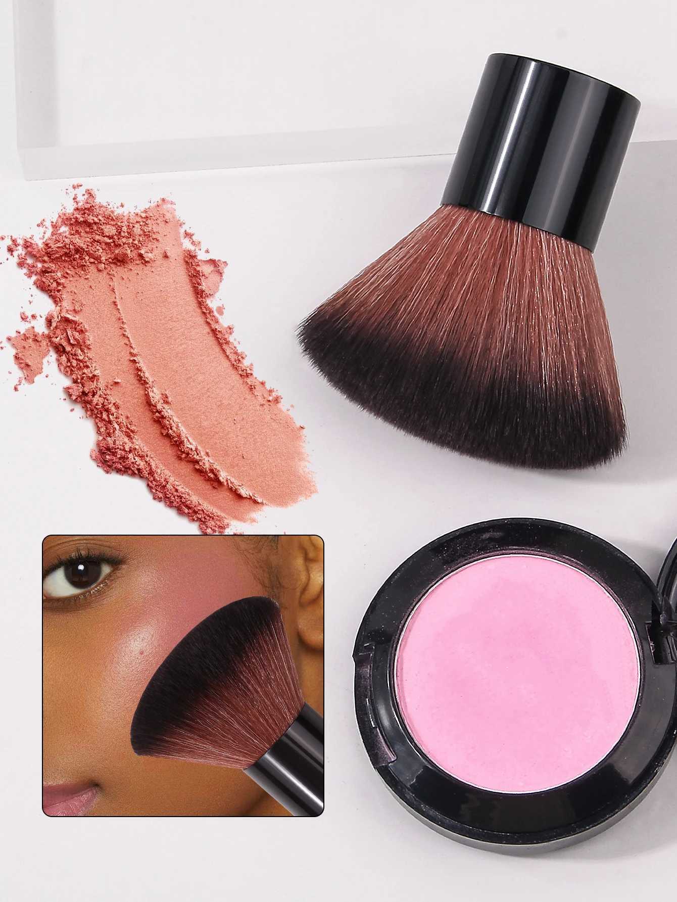 1PC Oval Makeup Brush for B Powder Bronzer - Soft Nylon Multi-Use Portable Nail Dusting Face Cosmetic Tool W250605