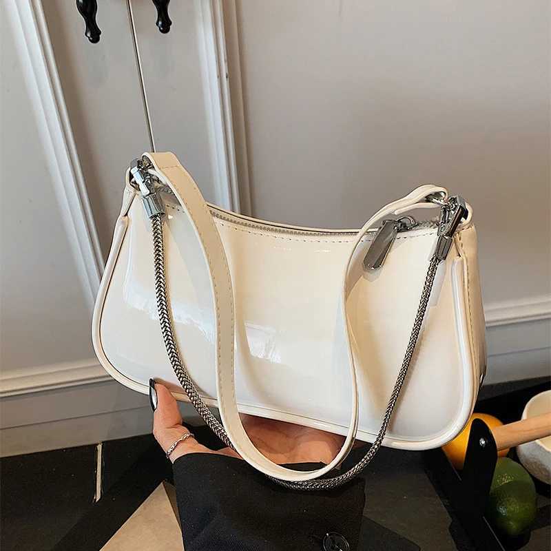 Bright Quality Leather Lady Small Underarm Bag Chain Strap Versatile Commuting Handbag Large Capacity Single Shoulder Sling Bag XJ250605