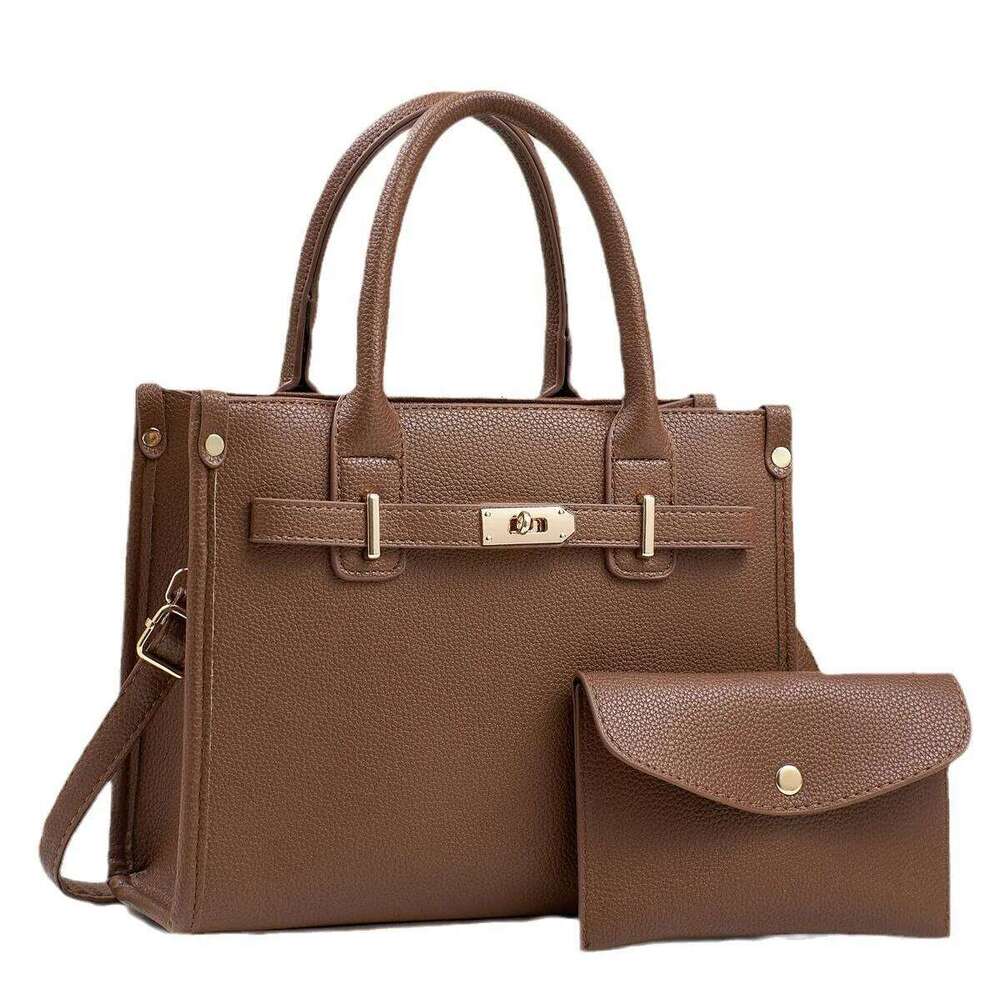 Women's Bags Designer PU Leather Mother-Daughter Tote Bag Set With Metal Lock Clasp, Large Capacity Crossbody Purse For Women (8 Colors)