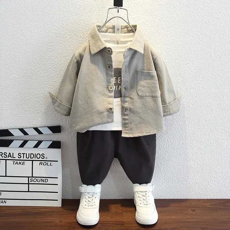 Boys Clothing Set 2023 Spring and Autumn New Baby Long Sleeve Shirts +T-shirt+ Pants 3 Pieces for Kids Outfits R250606