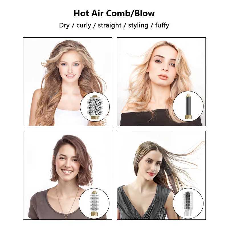 High Speed 6 in 1 Negative Ions Hair Styling Hot Air Comb Automatic Curling Iron Straight Hair Comb Hair Dryer Curling Iron XJ250605