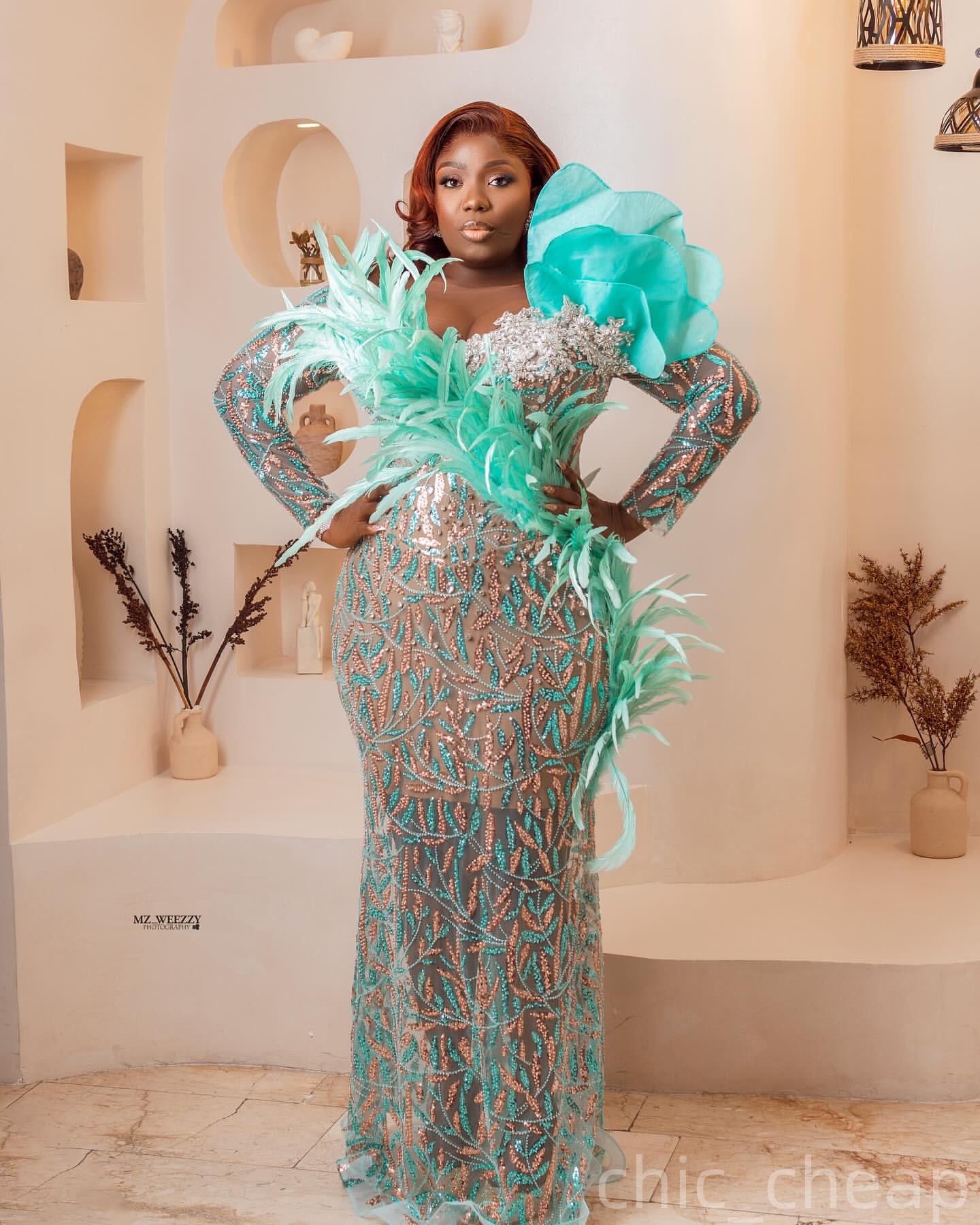 Mermaid Mint Prom Dresses 2025 Feather Lace Crystals Luxurious Evening Formal Party Second Birthday Engagement Gowns Plus Size Dress For Special Occas