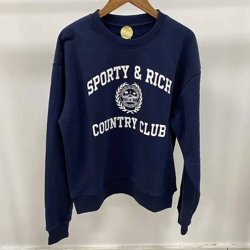 Navy Sweatshirt Cotton Crew Neck Long Sleeve Relaxed Fit Autumn Sweatshirt Female Winter Clothes Women