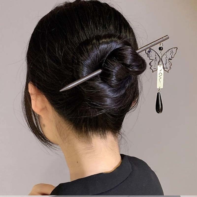 Vintage Butterfly Tassel Hairpin for Women Girl Jewelry Gifts Headdress Hair Clip Chinese Hanfu Sticks Accessories y250519