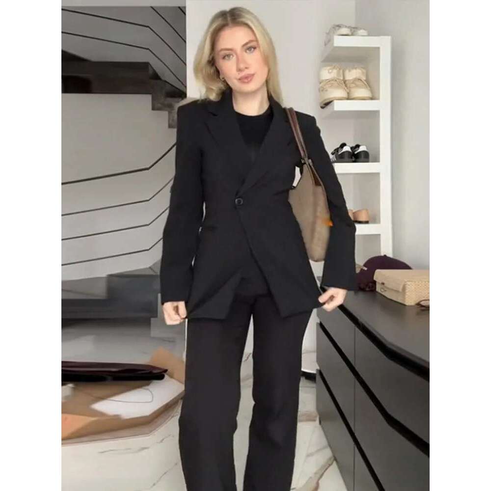 Coats Designer Women Elegant Slim Solid Women's Blazers Lapel One Button Shoulder Pads Long Sleeve Jacket 2025 Spring Office Lady Commute Outwear