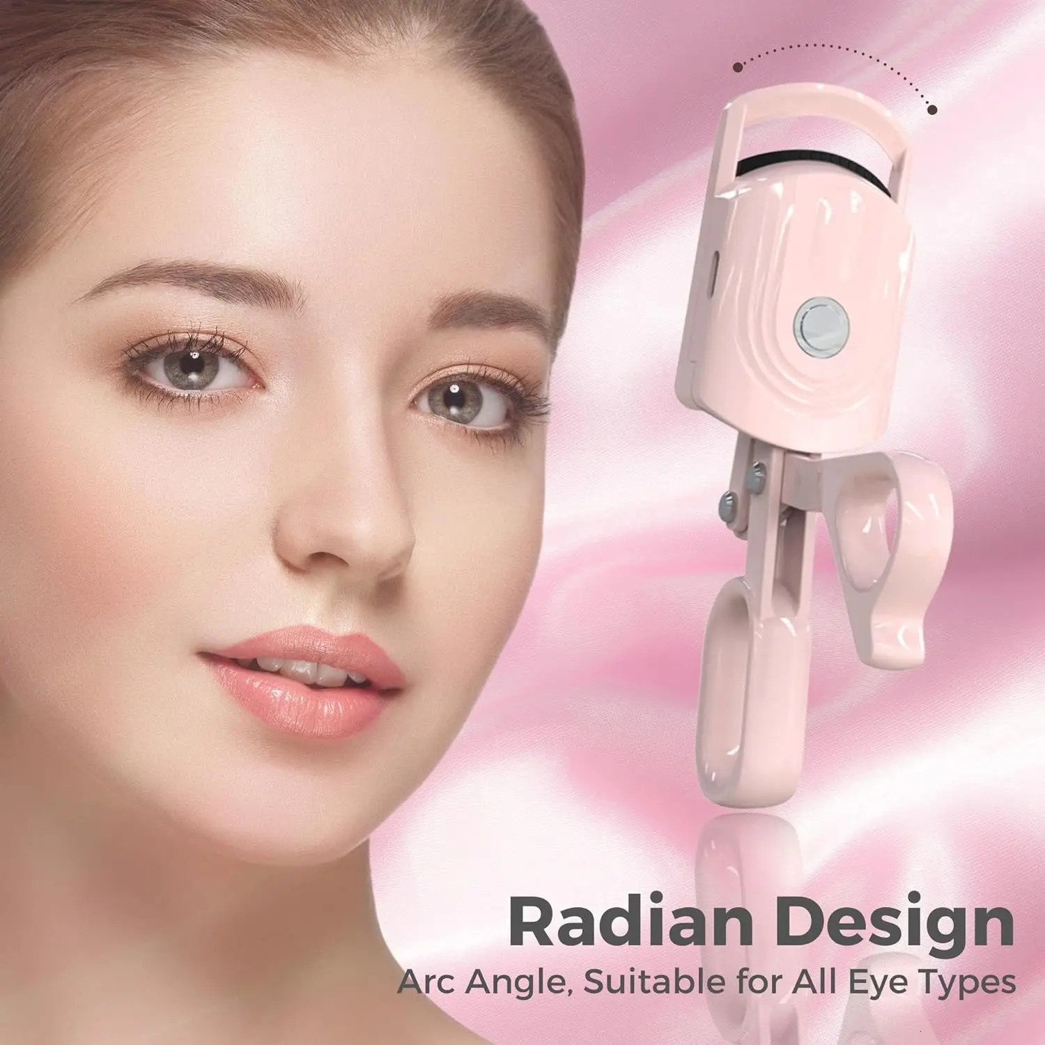 Heated Eyelash Curlers Electric Eyelash Curler 3 Heating Modes Rechargeable Portable Eyelash Curler for Natural-Looking Pink 250604