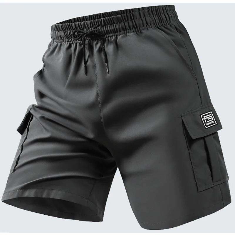 Mens Summer Utility Shorts Versatile Casual Wear with Multi-Pockets Elastic Waist for Hiking Daily Use Cargo Shorts 250530