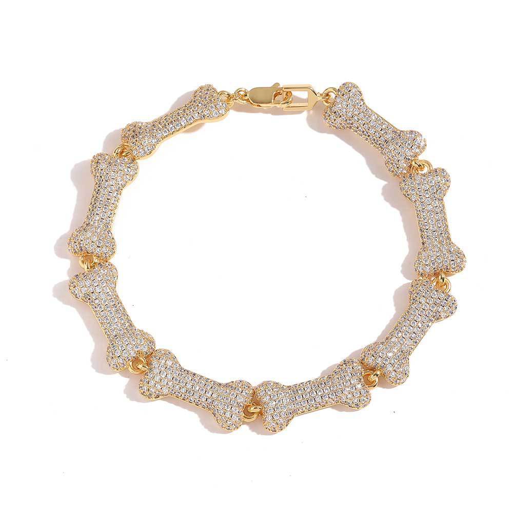 New Hip Hop Bone Necklace 10mm Full Moissanite Clavicle Chain Personalized Trendy Mens and Womens Bracelet Jewelry