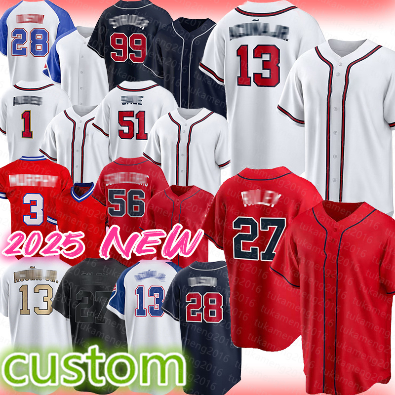 Ronald Acuna Jr. Austin Riley Baseball Jerseys Matt Olson Spencer Strider Ozzie Albies Chris Sale Dale Murphy Chipper Jones Spencer Schwellenbach