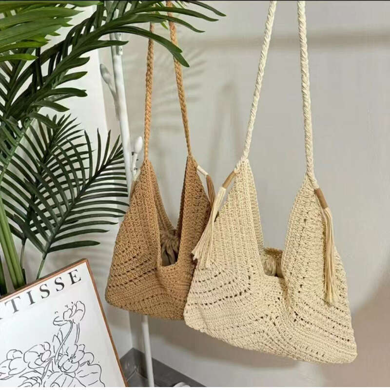 Straw Beach Tote Woven Women S Summer Shoulder Beach Vacation Versatile Yarn Large Capacity Crossbody Bag Straw Large Tote