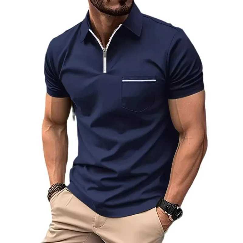 Summer Mens Design Sense Pocket Short-sleeved POLO Shirt Mens Casual Daily Top American Street Style Mens T-shirt XJ250605