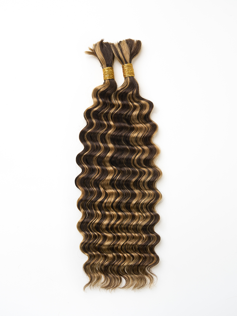 100% human braiding hair for Boho Braids 18 Inch 100g 2 Bundles Deep Wave Bulk No Weft 10A Curly Human Hair bulk unprocessed brazilian hair