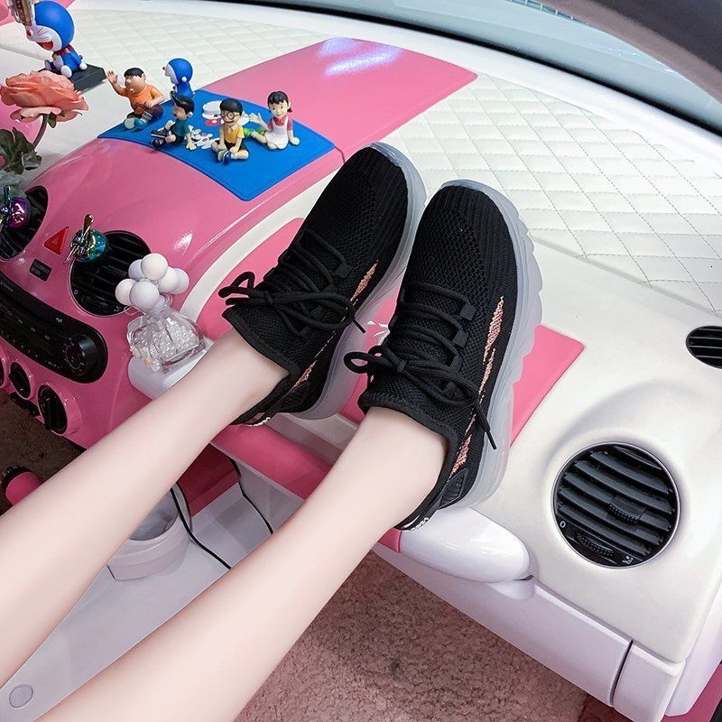 Women S Summer New Student Sports Breathable Fitness Running Casual Ins Korean Style Flyknit Casual Shoes Shoes Ddmysaturn