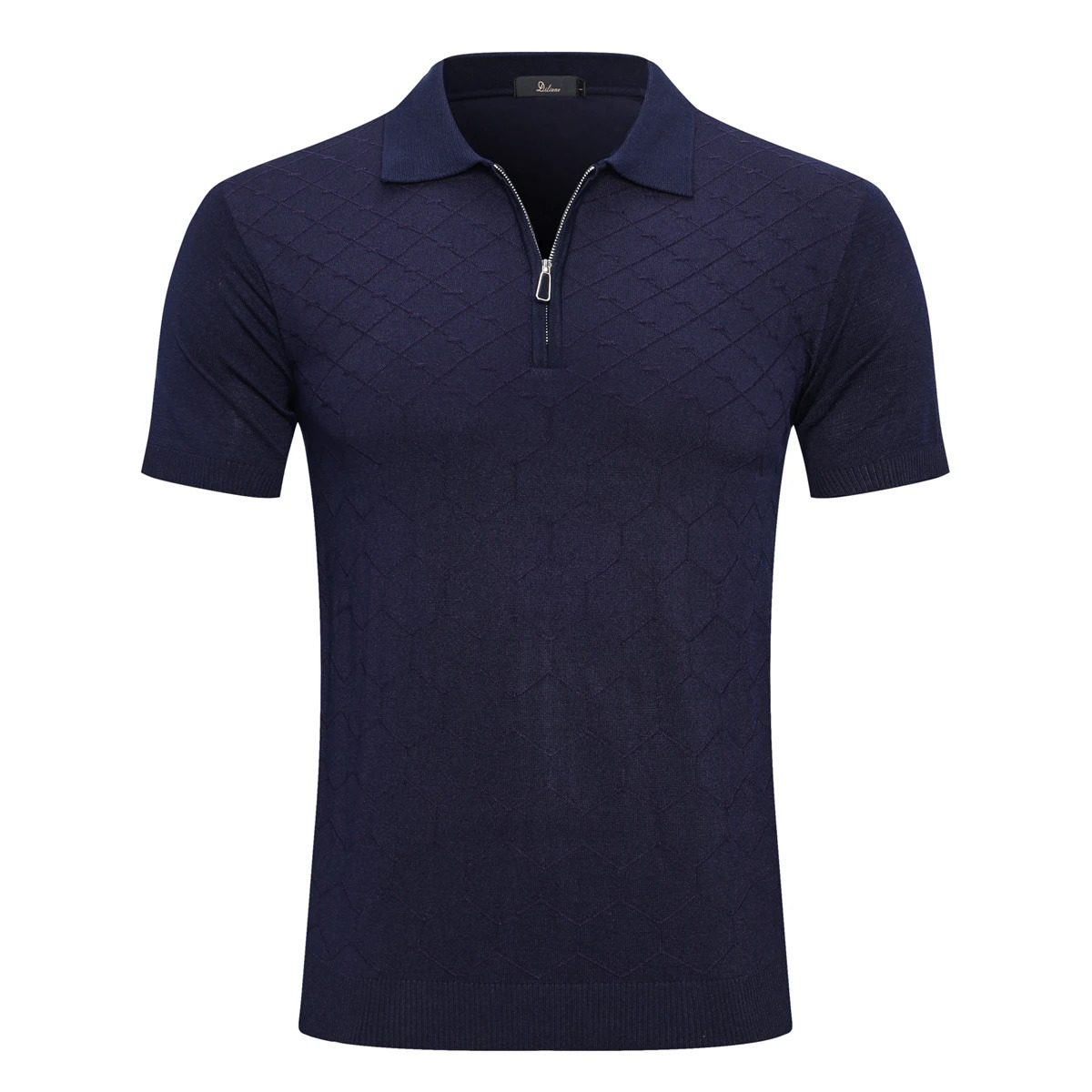 OECHSLI Tshirt Silk Polo 2025 Thin Mens short Sleeve zipper Business Plaid elastic Breathable comfort Big Size M5XL 250527